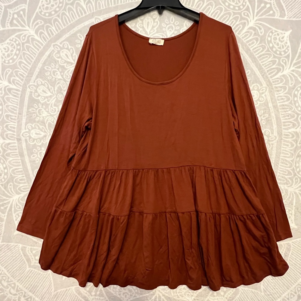 💗👚BOUTIQUE TOP SHIRT BLOUSE👚💗XXXL 3X 3XL AMBER OVERSIZED RUFFLE LONG TUNIC